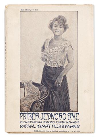 ALPHONSE MUCHA (1860-1939).  [BOOK ILLUSTRATIONS & COVERS, POSTCARD, PORTFOLIO & BOOKPLATE.] Group of 8 items. 1899-1922. Sizes vary.